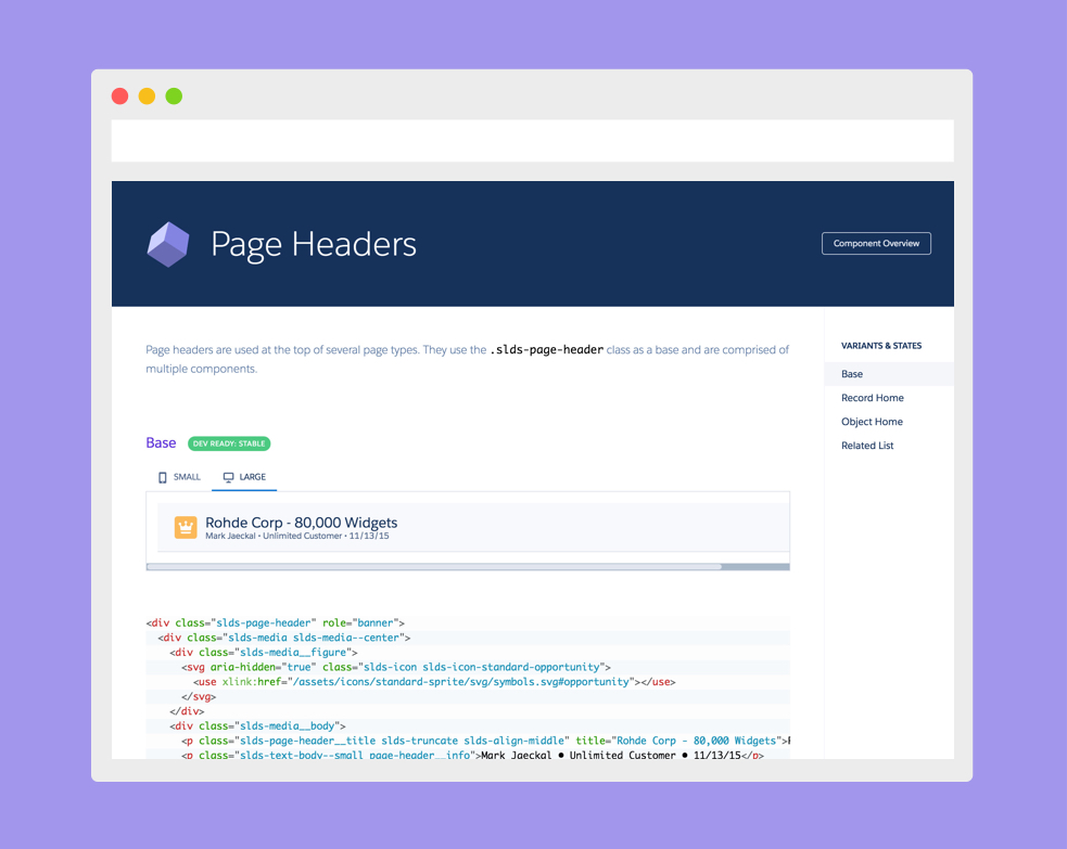page header component